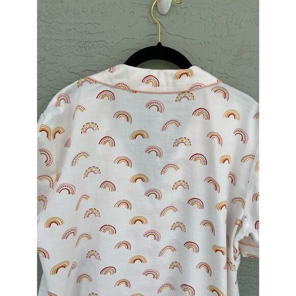 Ann Taylor Loft Sz M Rainbow Button Down Sleep Shirt - Picture 6 of 9